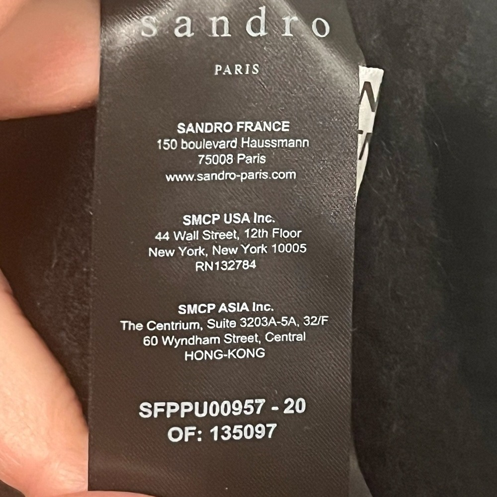 Sandro Paris Black Sweater Embellished Gold Silver Rhinestones Size 0 or‎ XS - Picture 9 of 11